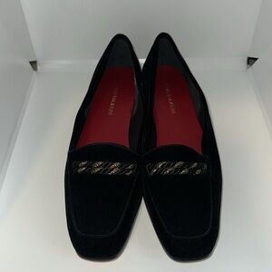 Enzo Angiolini Liberty Black Velvet Flats Loafers Women’s 8 N Slip on Shoes